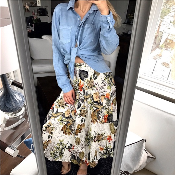 Dresses & Skirts - FLORAL GREEN BEIGE MAXI SKIRT (+TOP) ! 